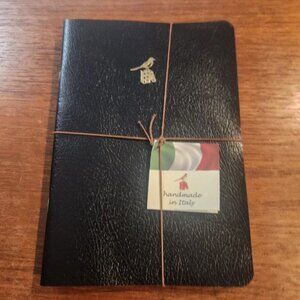NWT! Set 3 BIEFFE Italy Lined Handmade Notebooks BLACK Journal RED EDGE 5.5X 8"
